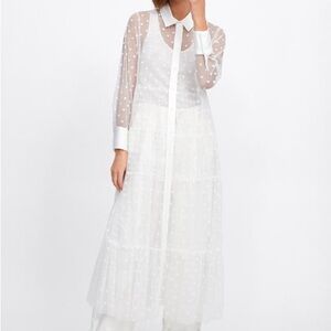 Bloggers Favorite - Zara Sheer White Polka Dot Dress
